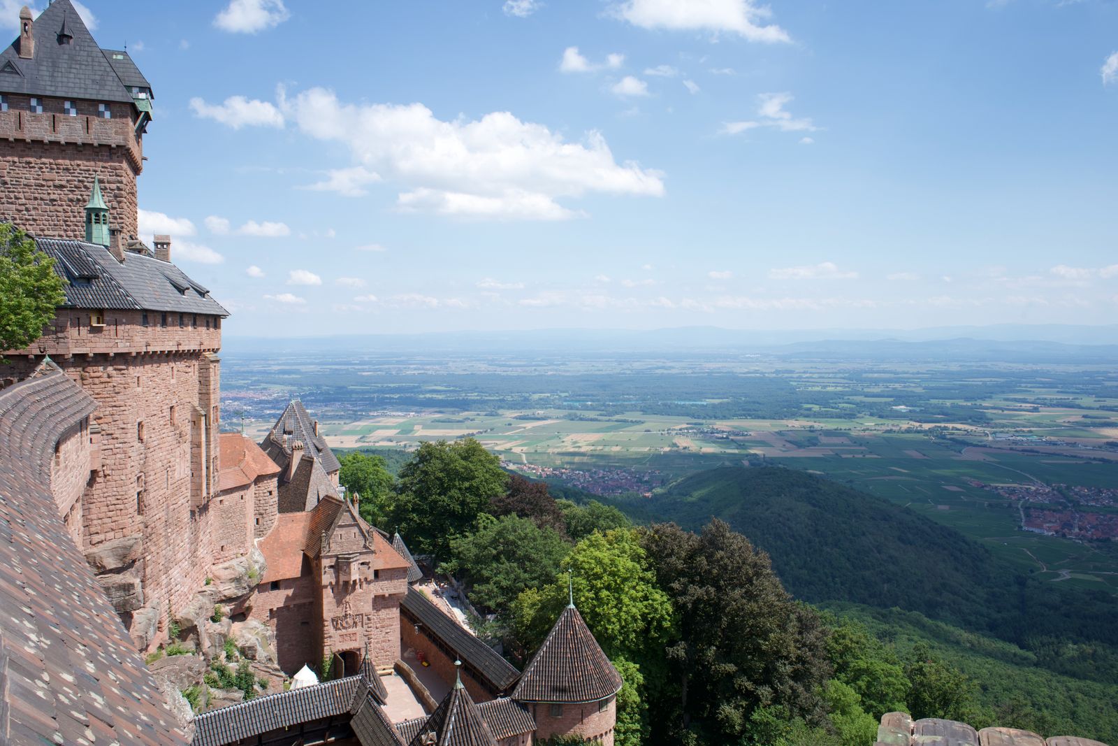 Château fort perché dominant la plaine d'Alsace