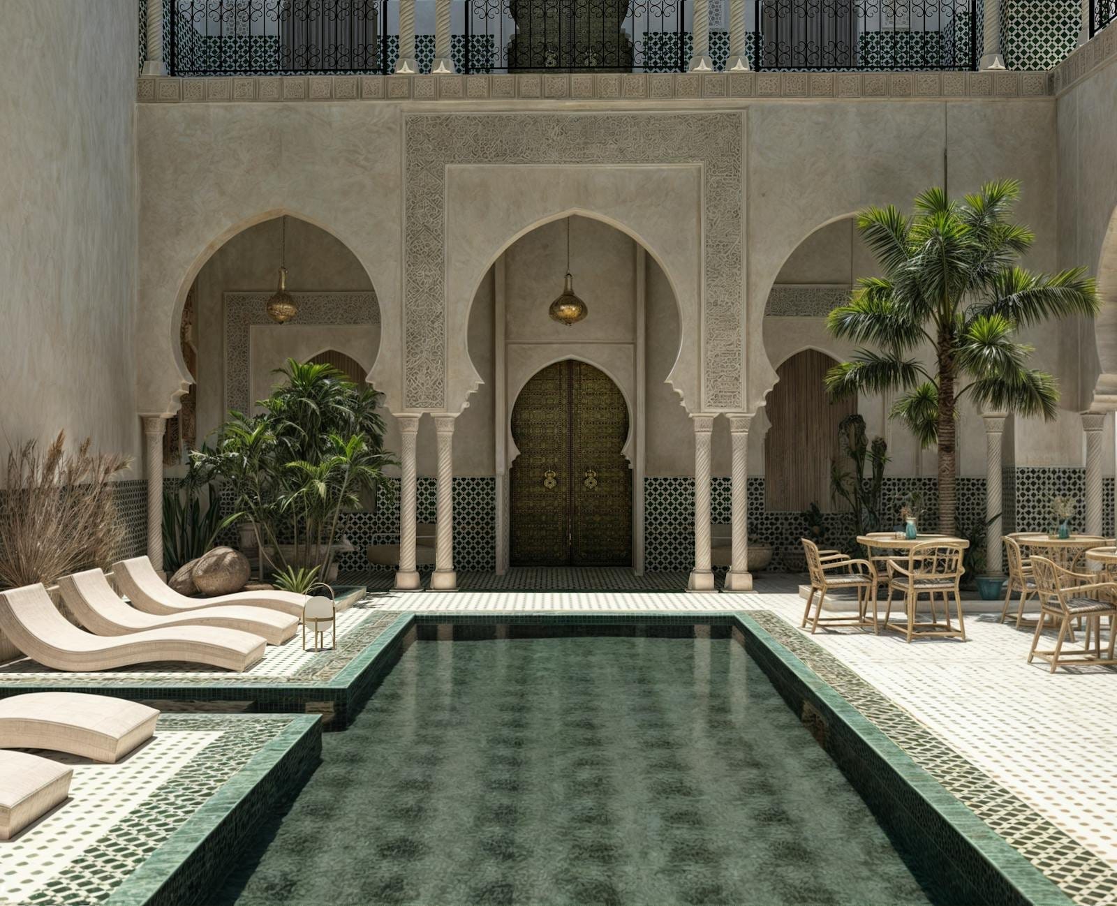 Riad marocain avec patio et bassin à Marrakech