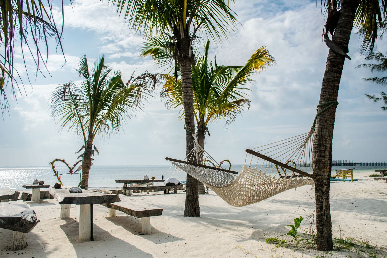 Hamac entre les palmiers sur une plage de Zanzibar