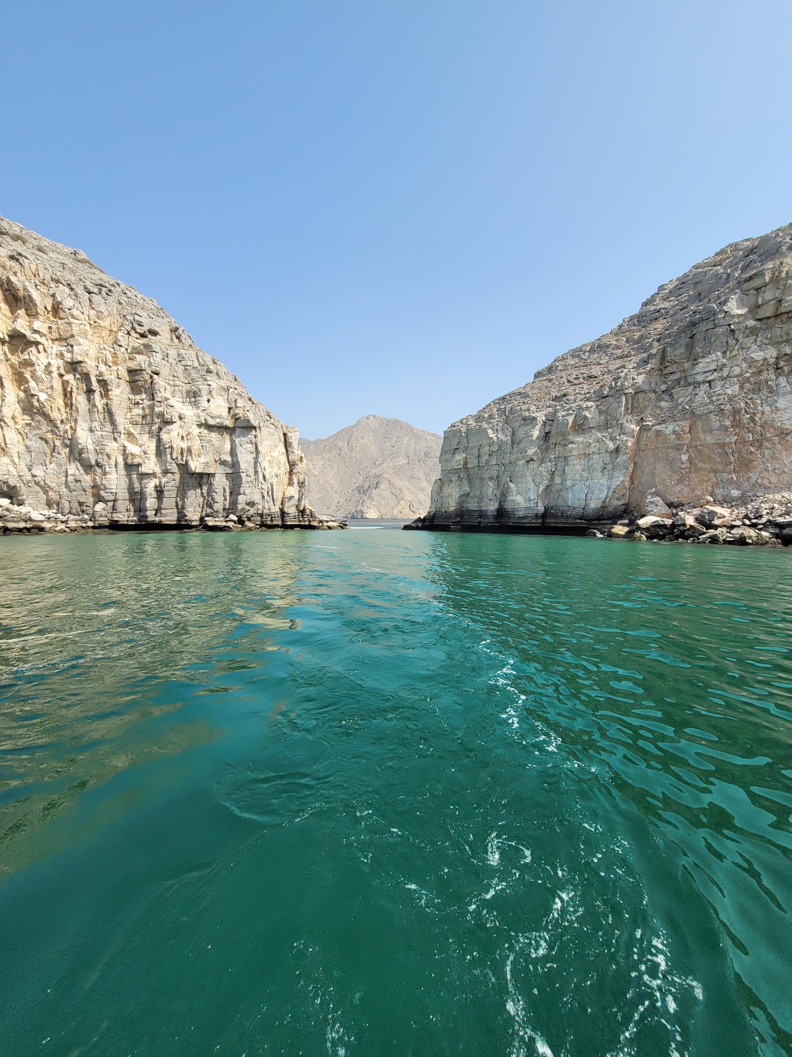 Dhow traditionnel naviguant dans les fjords du Musandam, Oman