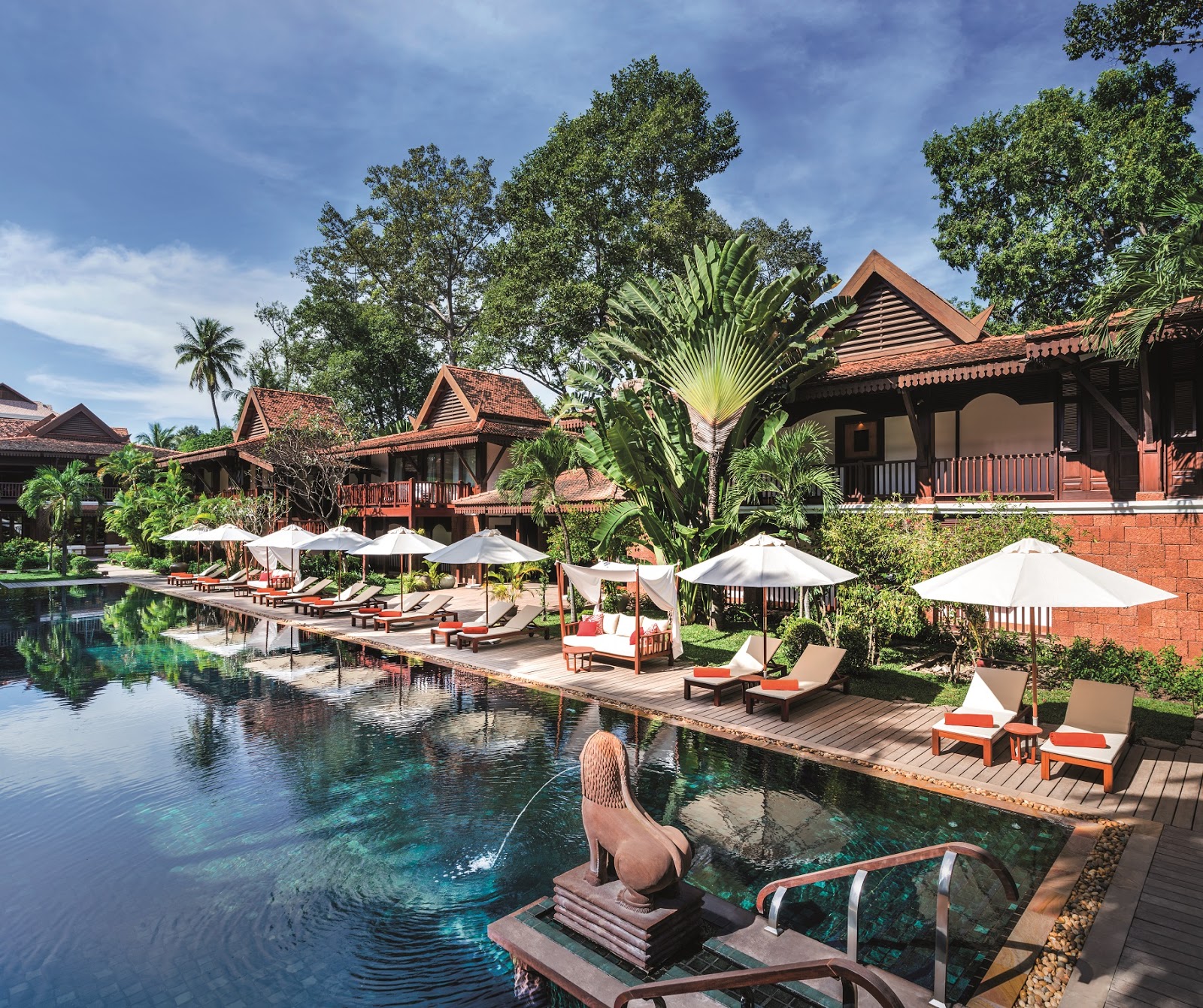 Pavillon traditionnel khmer dans un resort à Siem Reap