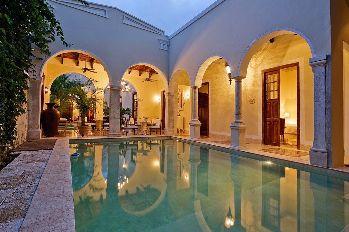 Patio colonial avec piscine à Mérida au Yucatan